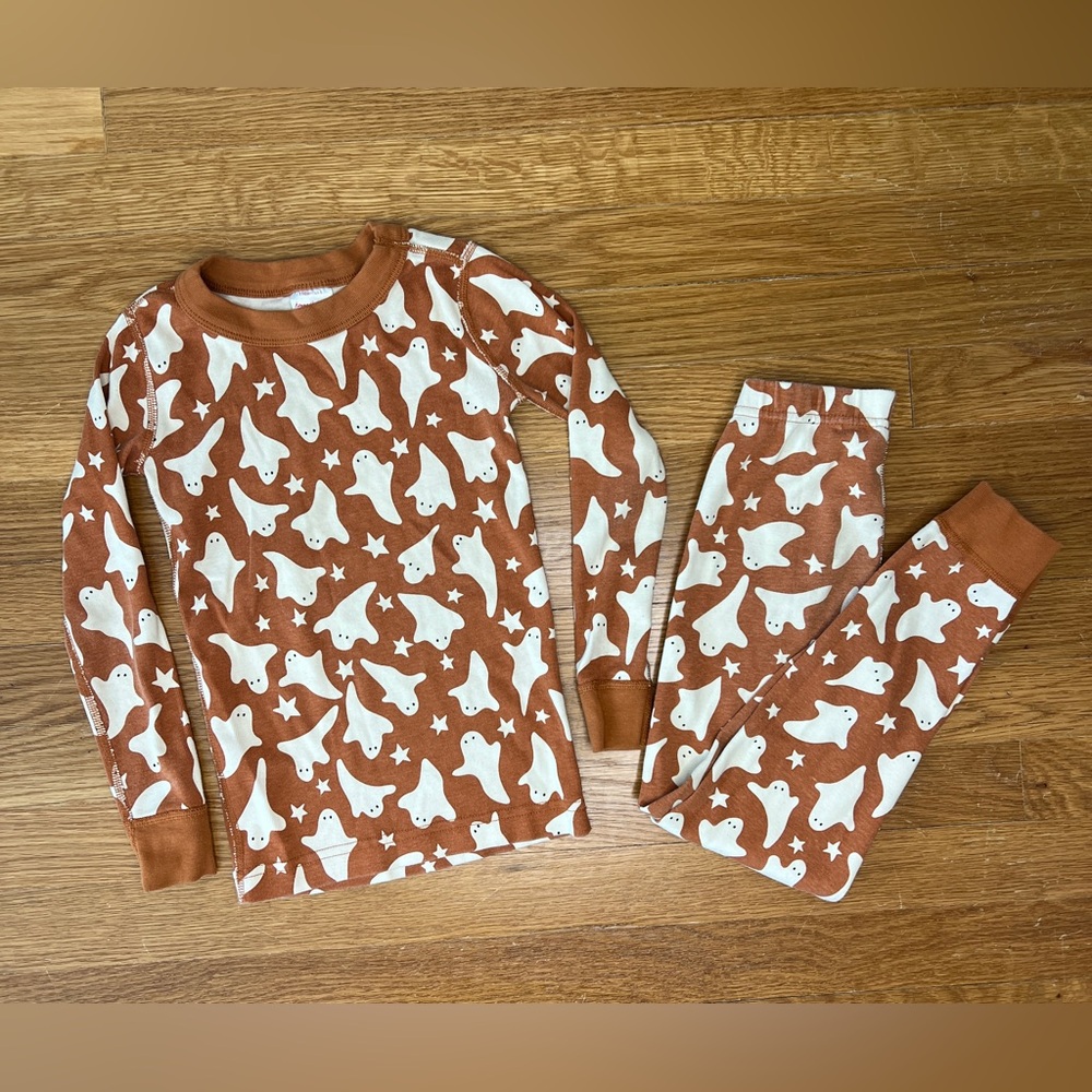 🎃 Hanna Andersson Halloween Ghost Pajamas Set Organic Cotton Kids Size 5